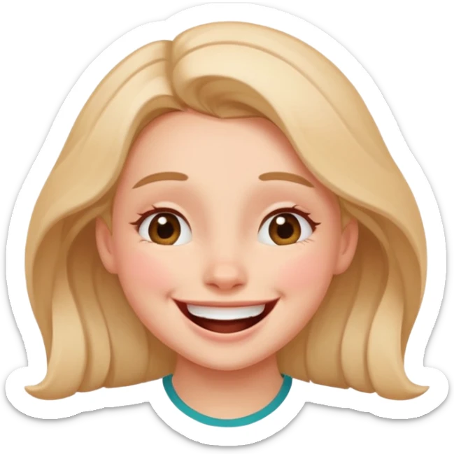 a girl genuinely feeling happy so so so much laughing so hard with her eyes folded sticker