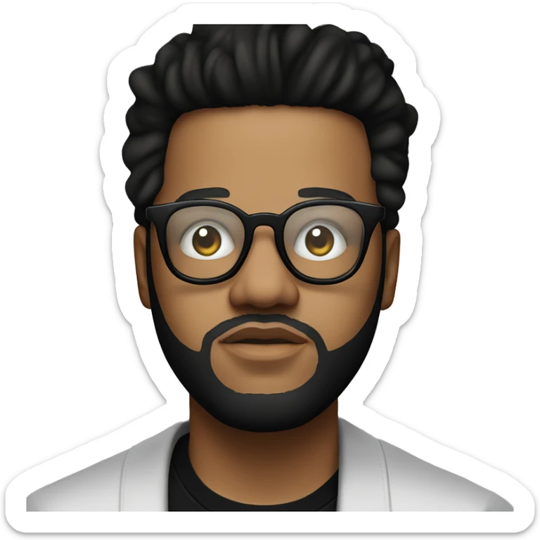 the weeknd in a black t-shirt, with a relaxed face and Apple Vision Pro glasses over his eyes sticker
