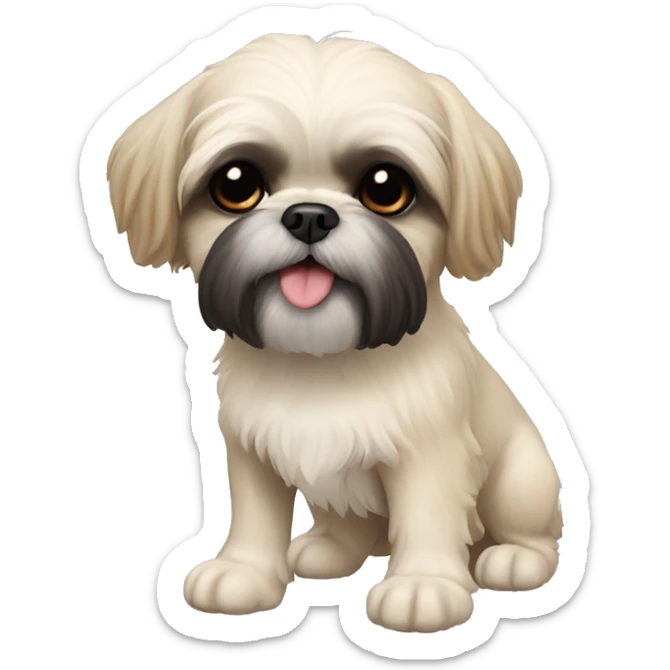 black Shih-Tzu cream chest and feet and eyebrows. He is a puppy  sticker