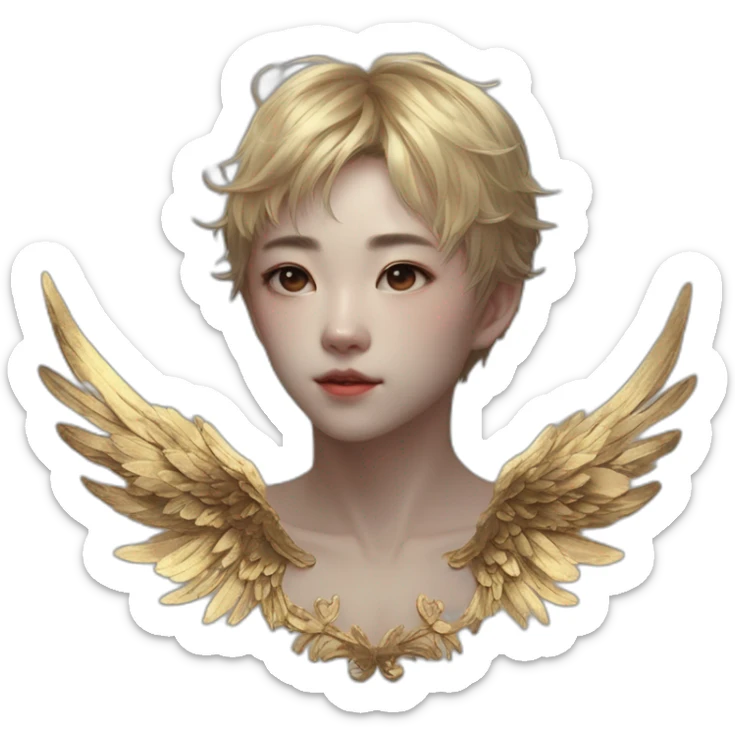 Bare belly, Wings, Choker, Colorless garden, Bathed in shadows, FOV 90 degrees, short lighting, L USM, Cold Colors, gilded technique, taiji, extremely hyper aesthetic, absurdres sticker