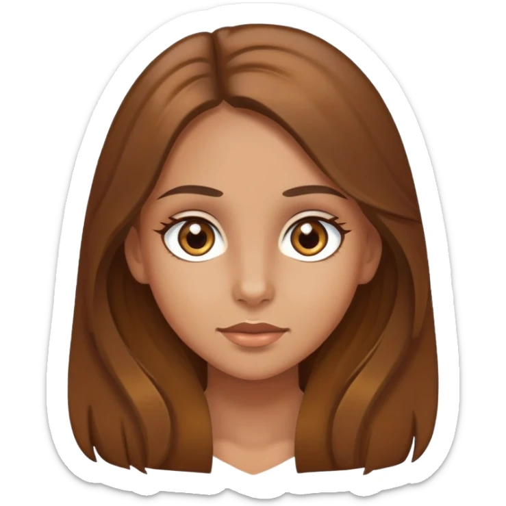 fair medium tan skin girl with hazel eyes and brown long hair sticker