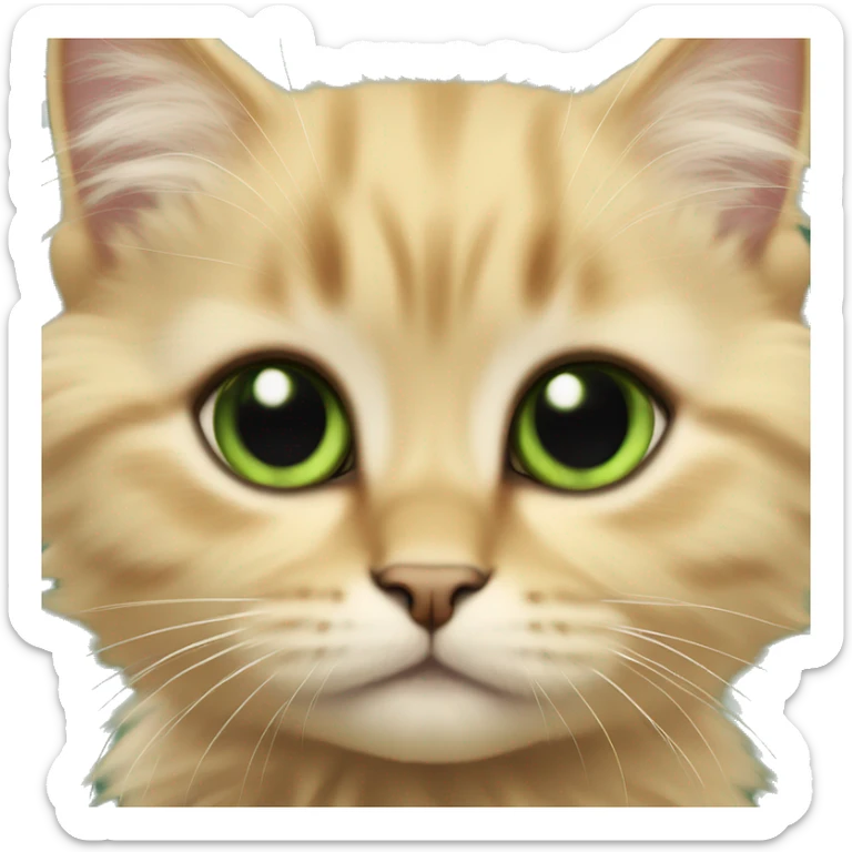 fluffy golden scottish straight kitten, black fur at tips, and green eyes sticker