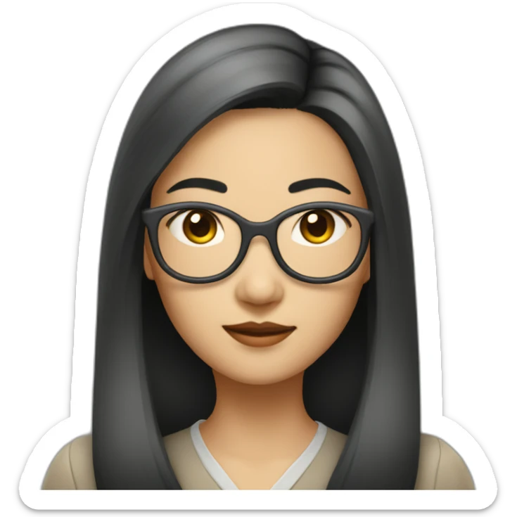 40's Asian woman with glasses and straight hair sticker