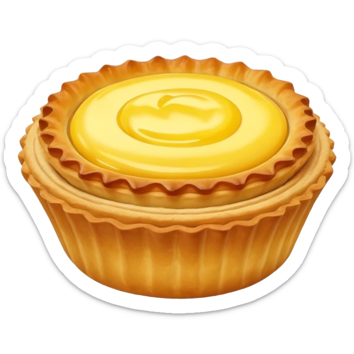 Hong Kong egg tart with flaky crust and yellow custard filling sticker
