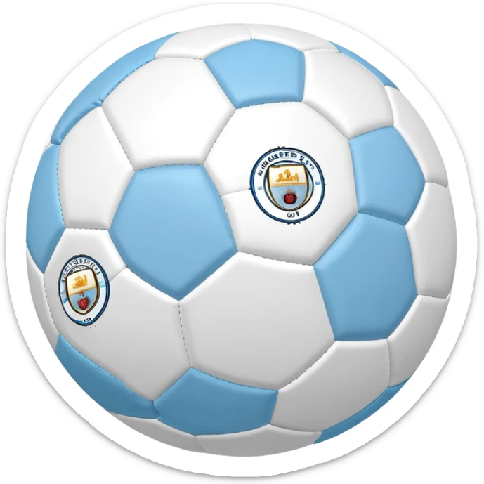 Soccer ball in Manchester City sky blue and white colors sticker