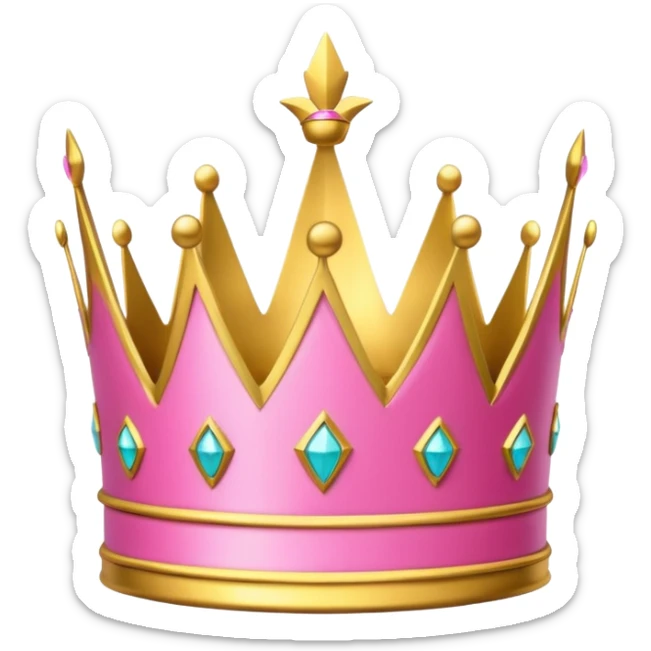 A golden crown with pink accents and elegant details, featuring a prominent empty space or cutout in the center. sticker