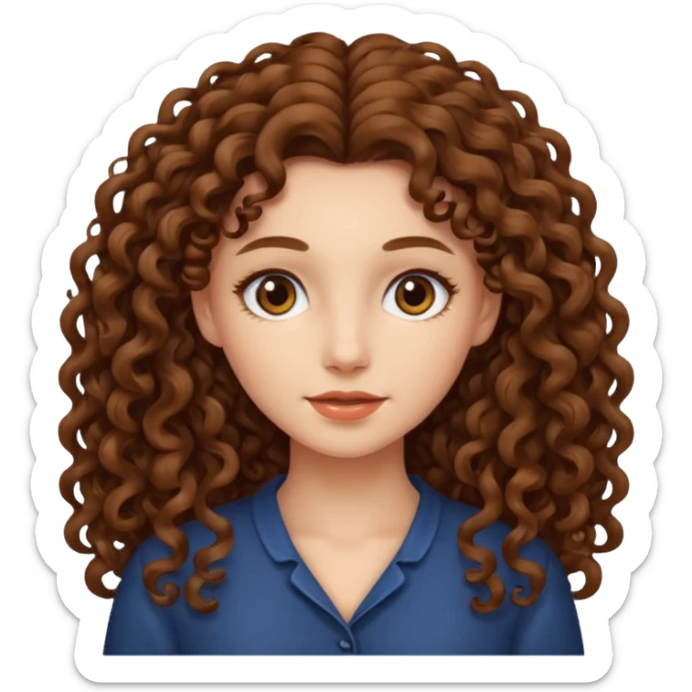 persona mujer con piel clara y rizos suaves color café y largos sticker