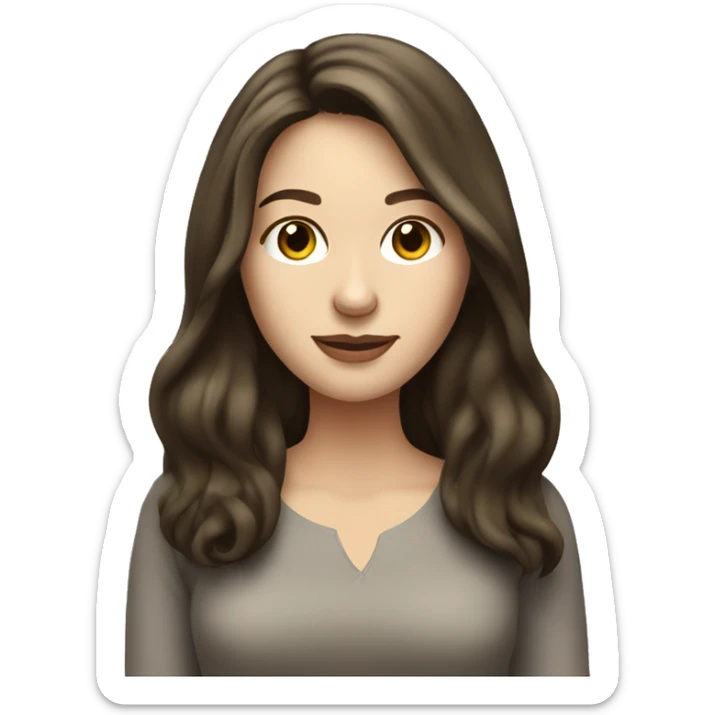 brunette caucasian woman with long hair drawing on a ipad sticker