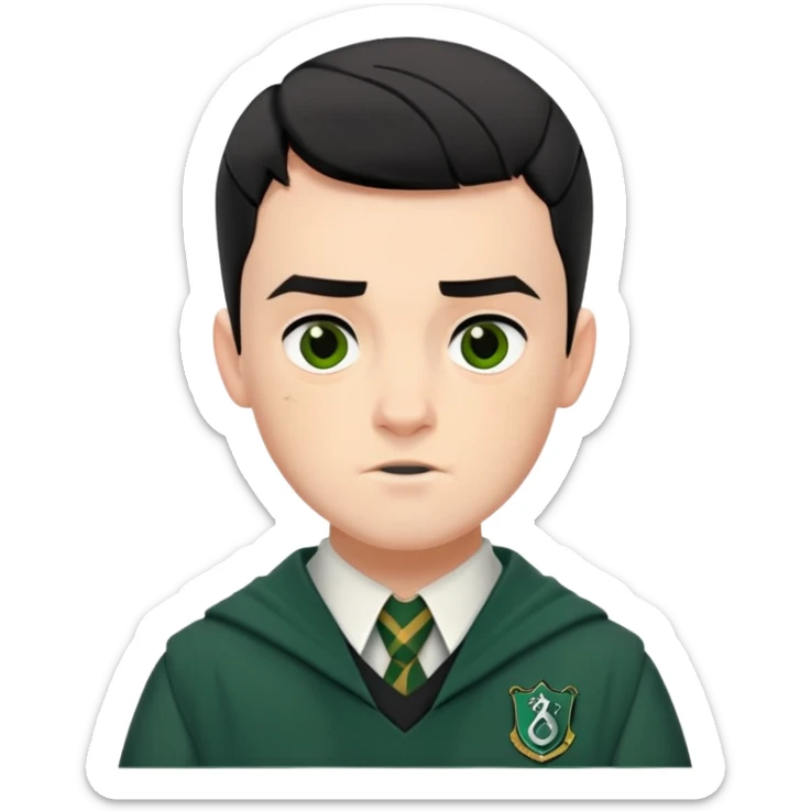 Jamie Yeates is Marcus Flint in harry potter, wear hogwarts slytherin uniform, short black hair, bulky face, often grimaced and bared his teeth sticker
