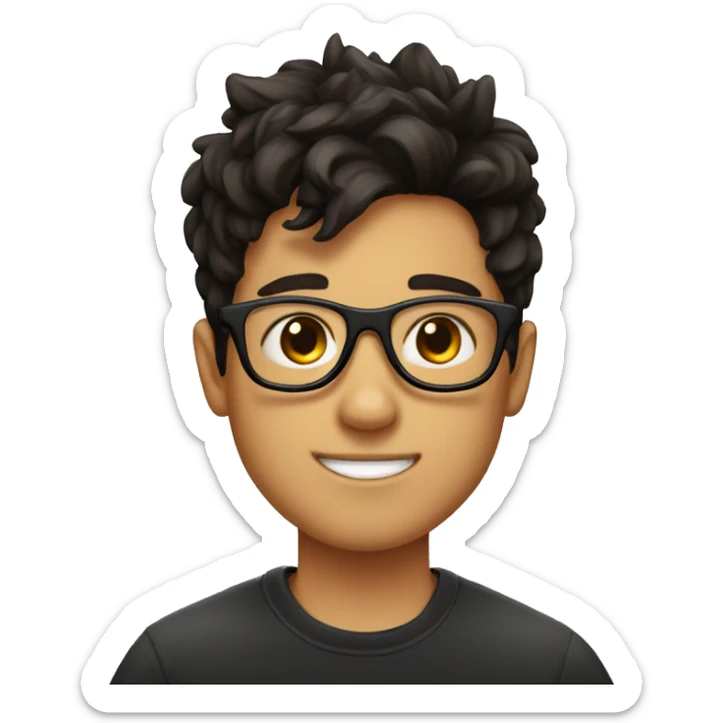 boy fair in colour with black bold glasses with dark brown hair  and in right ear piercing with thunder shape stud sticker