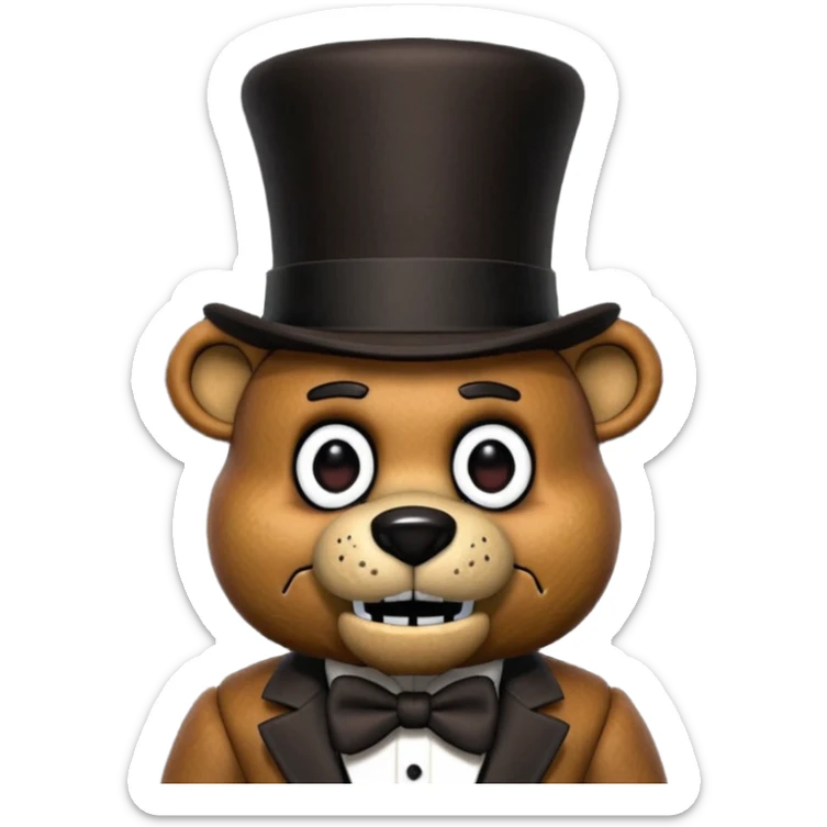 Freddy Fazbear with black and tiny hat from Five Nights At Freddy's Movie sticker