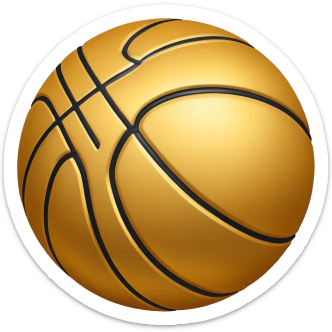 basketball with luxury gold metallic surface instead of orange, black lines pattern of a basketball sticker