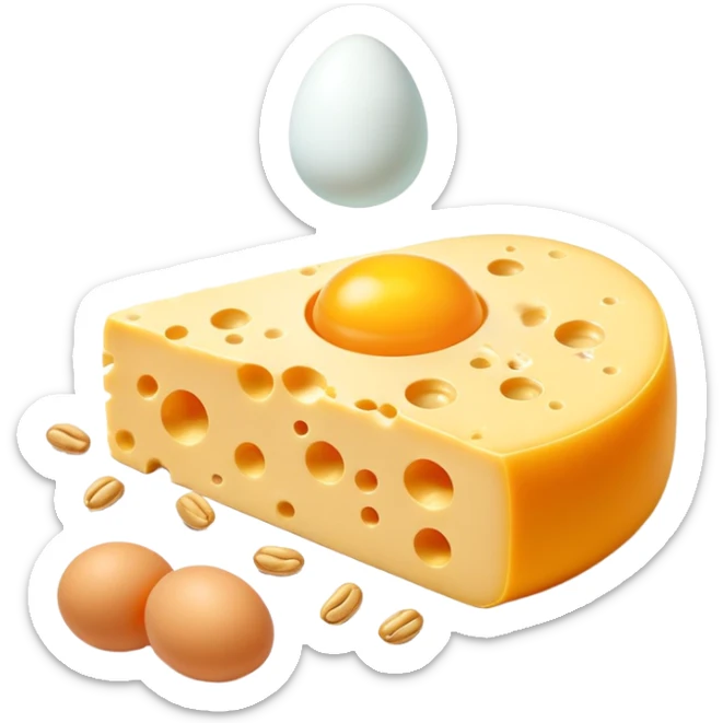 Ethereal glowing vitamin K2 symbol surrounded by aged cheese, golden egg yolk, and natto. A single bone floats nearby with a golden dot where calcium is being properly deposited, showing how K2 guides calcium to strengthen bones. sticker