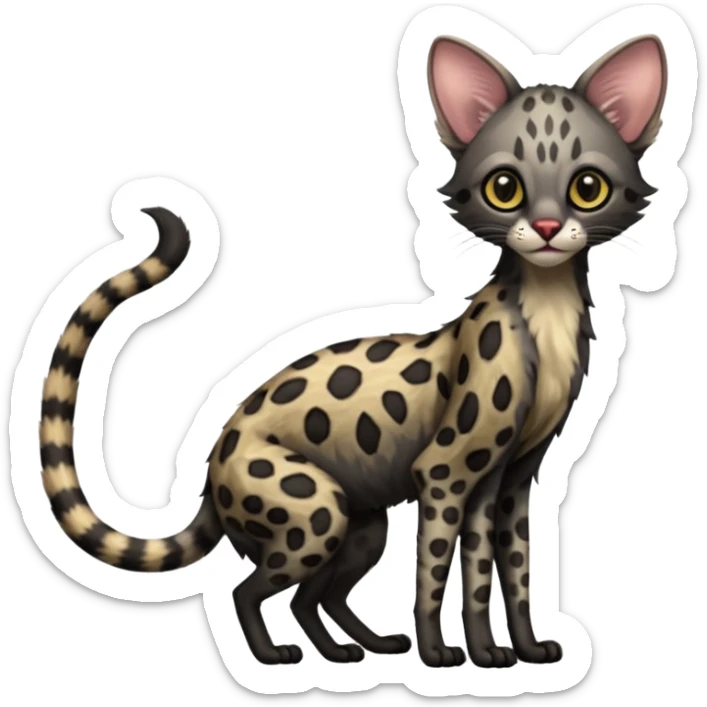 Margay-Lykoi-Genet-fusion-hybrid-animal-creature, full body sticker