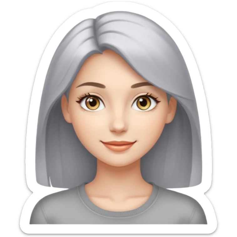 She is a cool and confident young woman with sparkling light gray eyes and fair, smooth skin. She is very beautiful. sticker