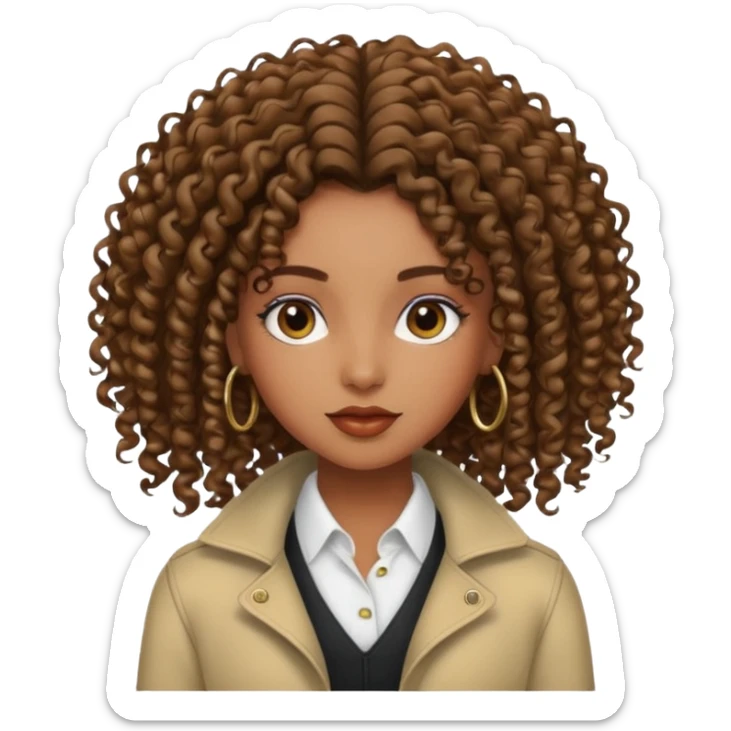 Brown skin girl with curly roots and straight ends sticker