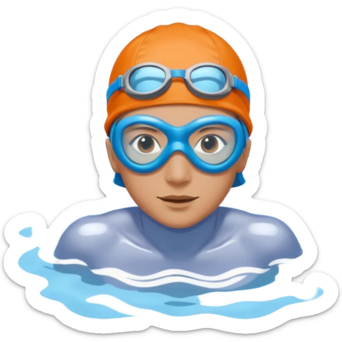 person swimming laps in pool zoomed out showing lap swiming  sticker