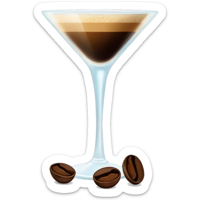 Cute espresso martini in oval vintage glass with coffee beans on top sticker