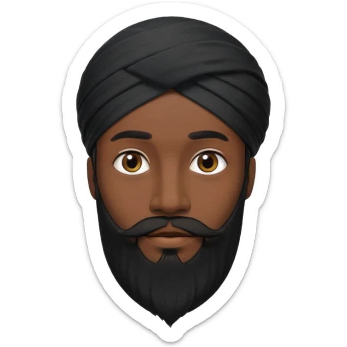 Make me an emoji of a man wearing a black turban and a beard. sticker