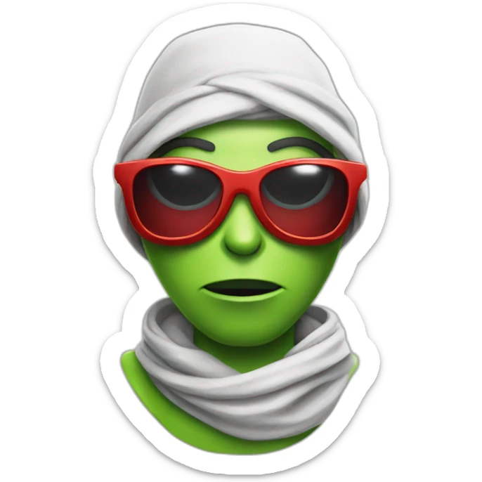 Alien gangster with bandana,scarf and red shiny glasses glasses sticker