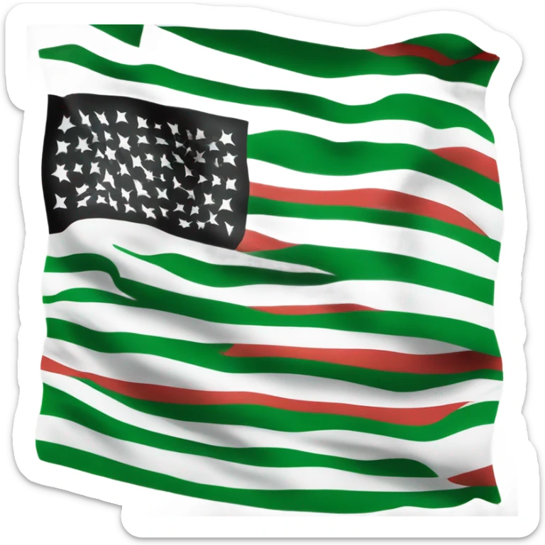 Make me the Syrian flag, the top colour in green, the middle colour in white with 3 red stars, and the bottom colour in black sticker