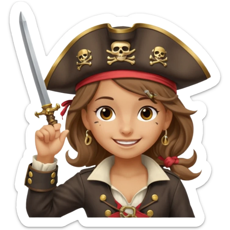 cute pirate girl saluting as though to say "aye aye captain!" sticker
