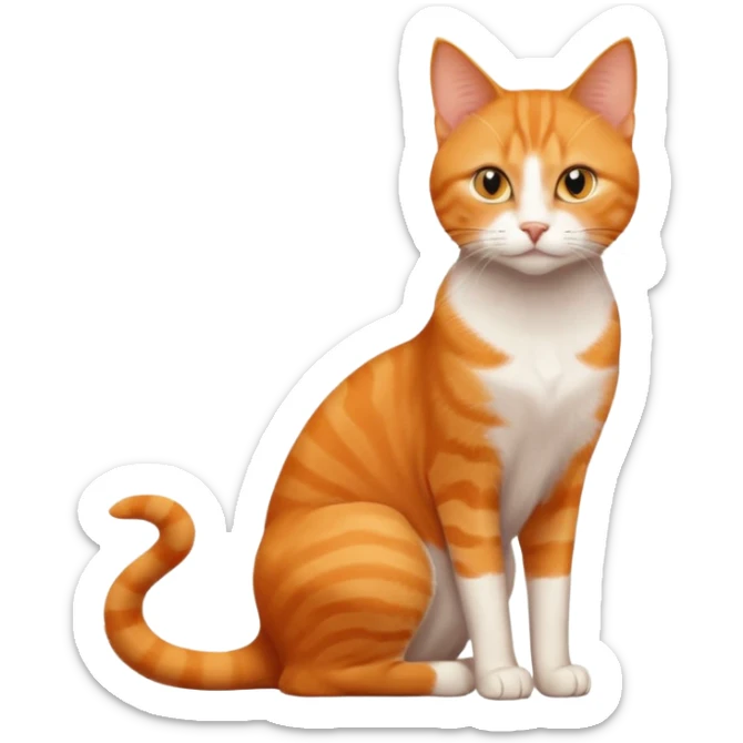 full body solid orange domestic shorthair slim cat with yellow/orange eyes sitting sticker