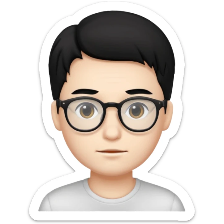 very handsome and very white skin boy with black hair and glasses  sticker