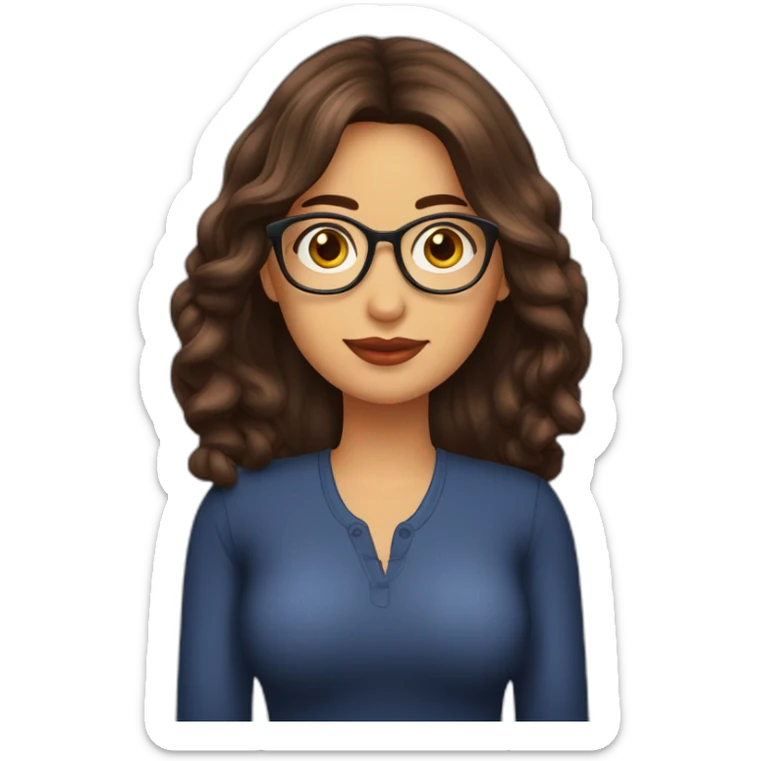 Mujer cabello largo café, ojos café, piel morena, gordita de lentes vino sticker
