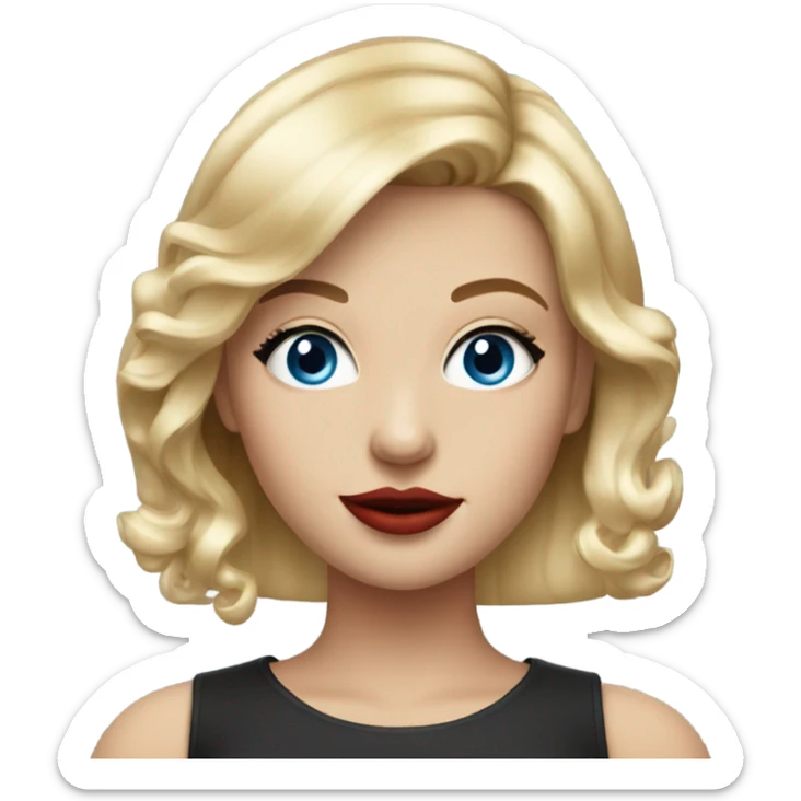 Realistic blonde girl, blue eyes, red lipstick and crop hairstyle sticker
