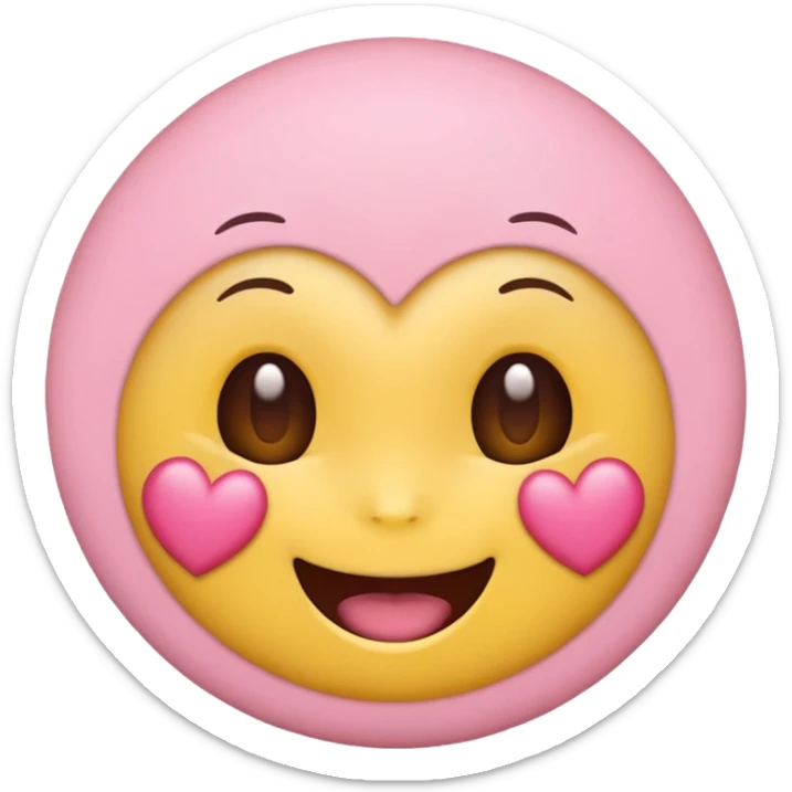 cute emoji, heart eyes, playful grin, pastel pink and yellow sticker