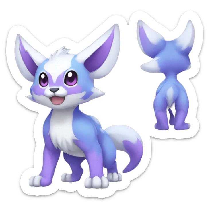 Cute cool purple white blue animal hybrid Fakemon full body sticker