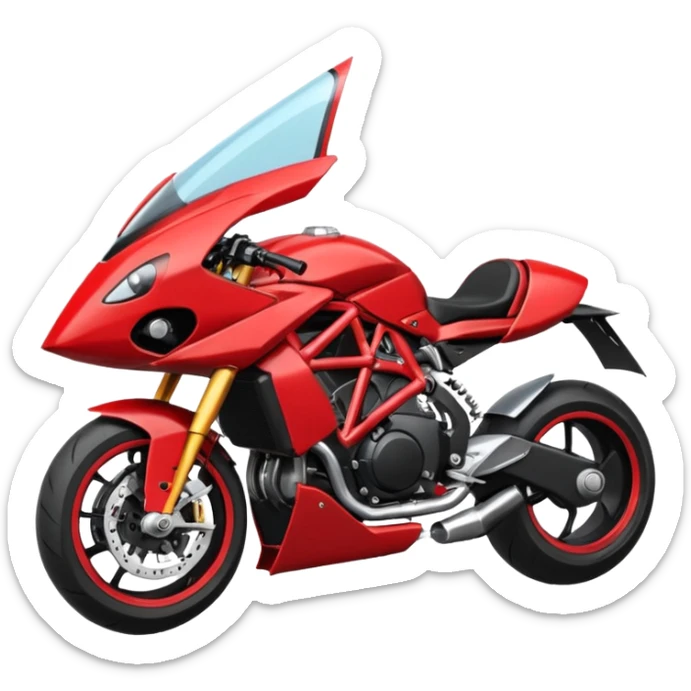 Un robot type bender de Futurama conduisant une mv Agusta 800rr dragster rouge et noir avec un casque et une combinaison de même couleur sticker