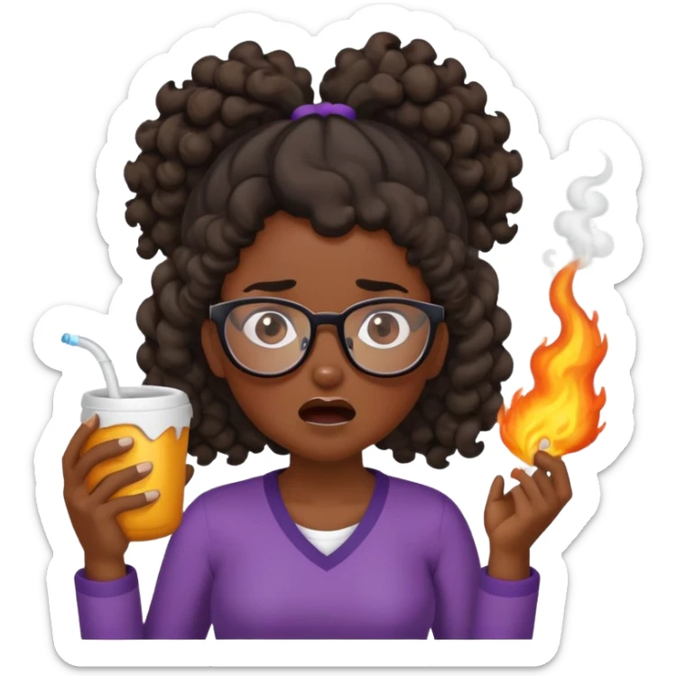 black woman on toilet with curly pony tail and glasses having explosive diarrhea  sticker