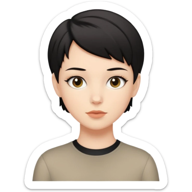 White girl with black short hair cut look like a boy sticker
