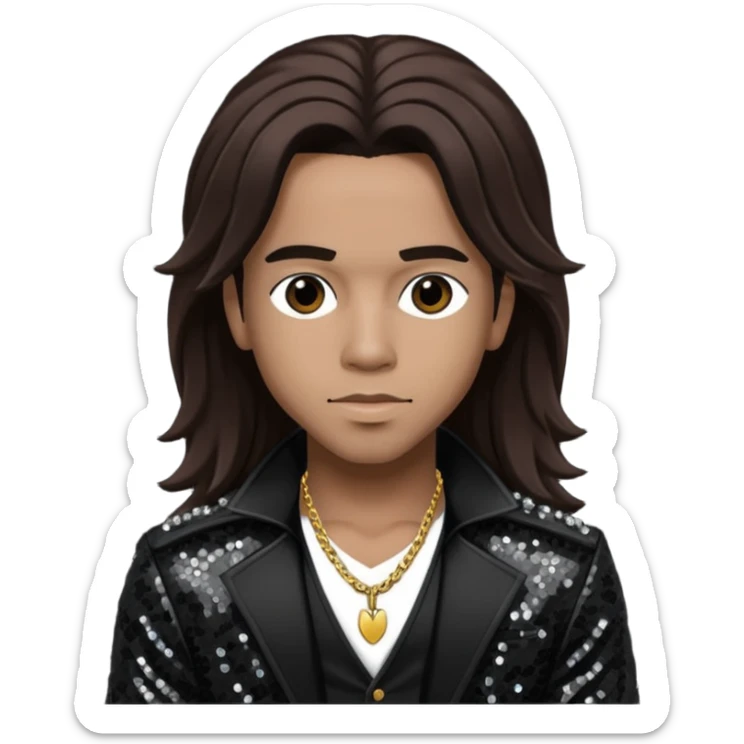 Spectacular from Pretty Ricky with long dark brown hair, black sequin outfit sticker