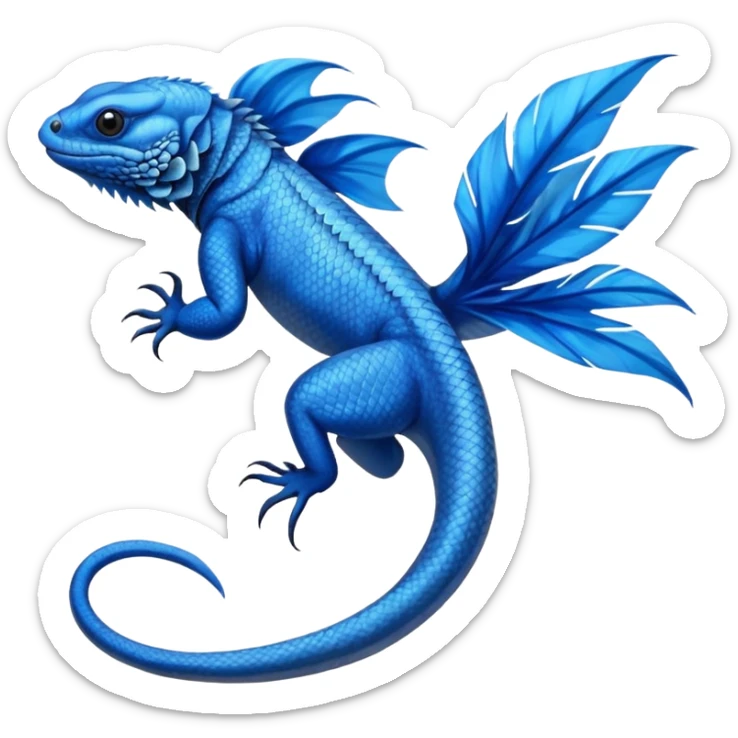 Mountain-Blue-Bird-Blue-Iguana-Blue-Betta-Fish-Russian-Blue-Cat-Fusion-animal-hybrid-creature sticker