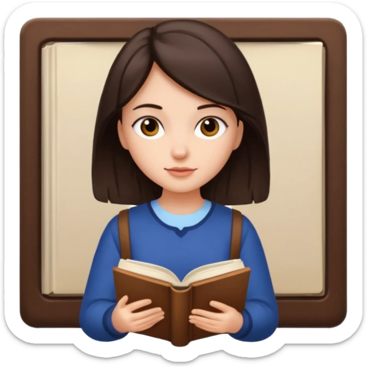 a girl with shite skin and dark brown hair studying sticker