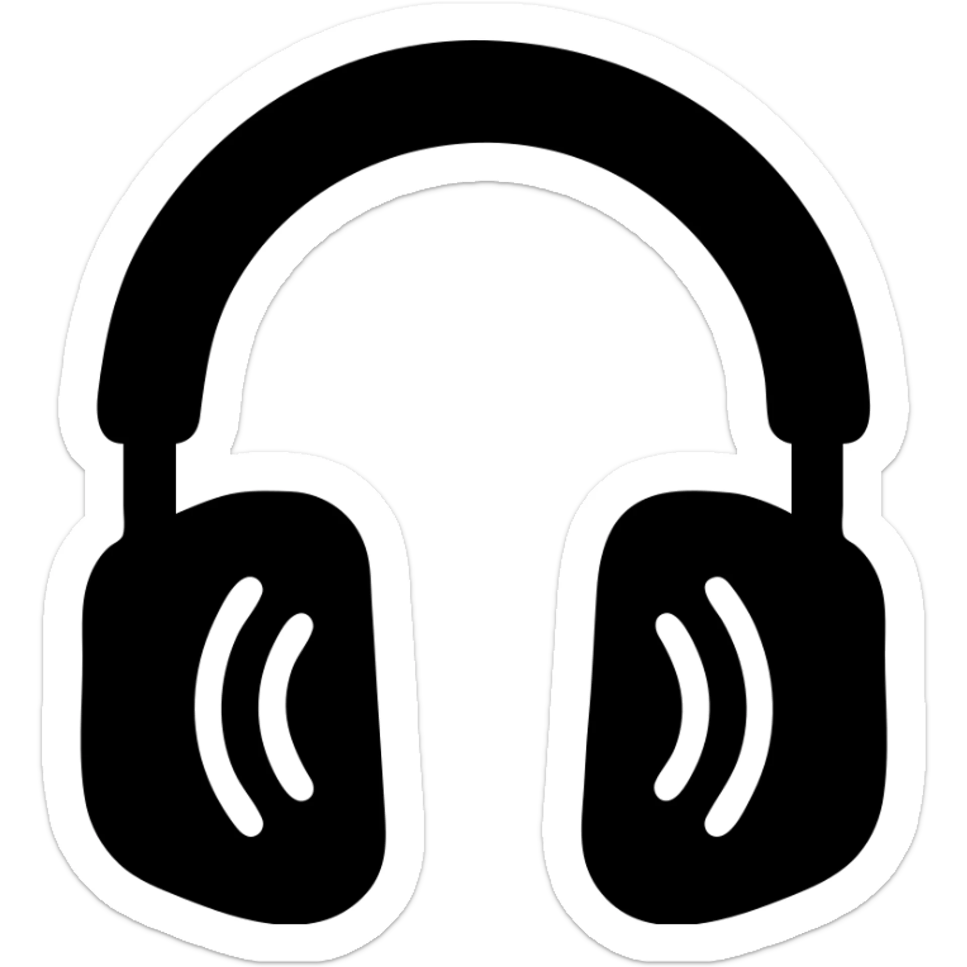 Full-size headphones in a black filled icon style, with noise-cancelling feature. sticker