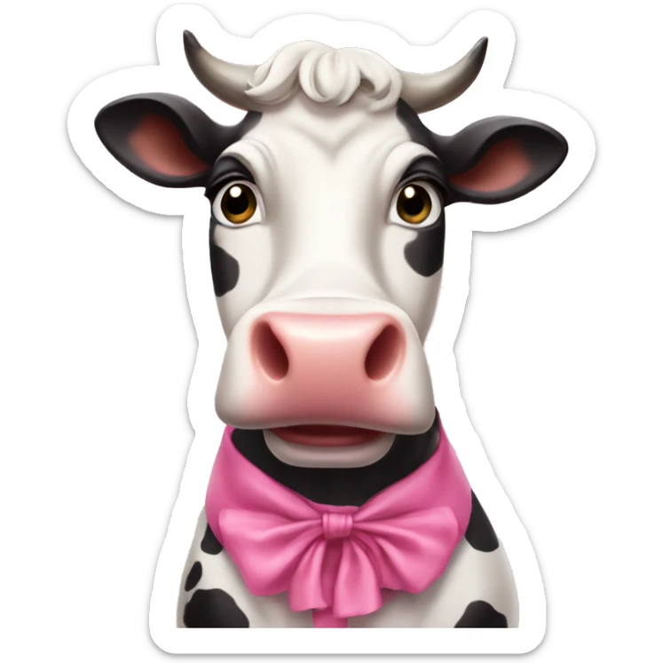Beautiful cow wearing pink dress and pink mouth sticker