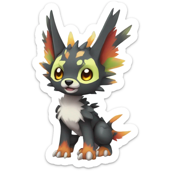 cute cool edgy Digimon-Fakemon-animal with colorful markings full body sticker