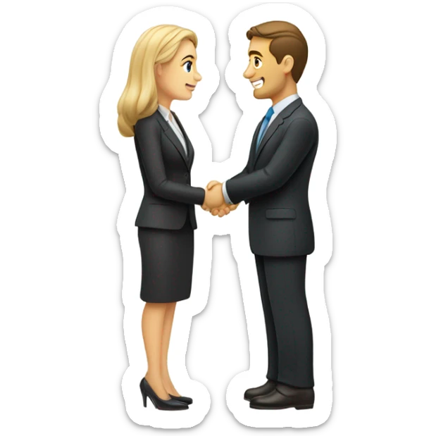 caucasian businessman and businesswoman are shaking hands sticker