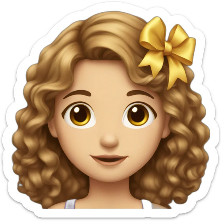 beautiful-wite-girl-with-long-curly-brown-hair-with-a-bow sticker