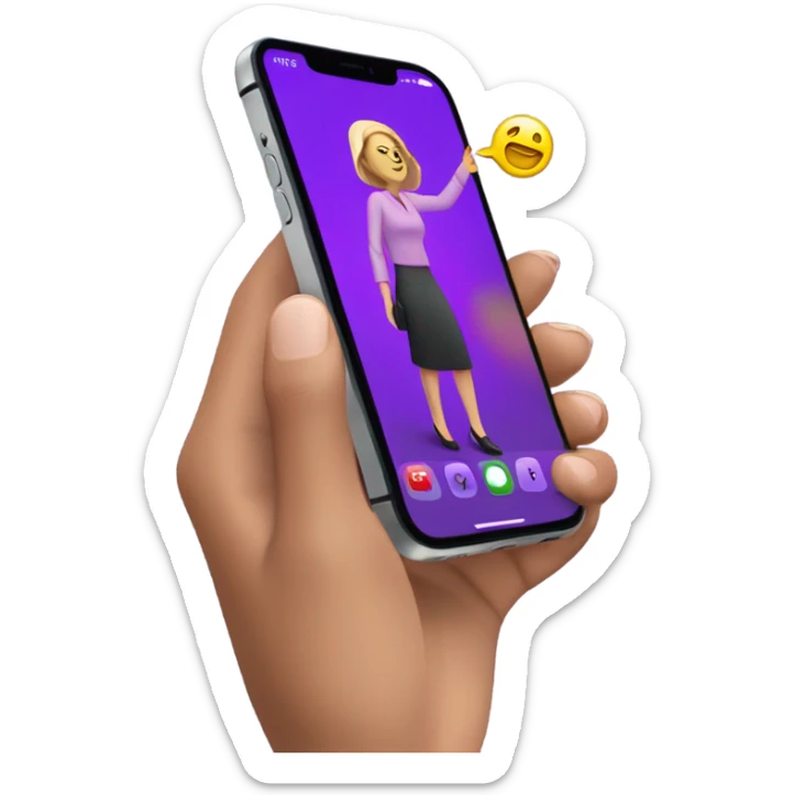 Purple iPhone 14 Pro Max dropping to the ground out of Caucasian lady’s left hand sticker