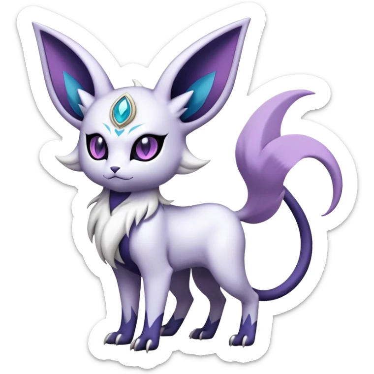 Shiny Exotic Badass Mystical Mysterious Gothic Espeon-Absol-Pokémon-Fakémon-hybrid-creature (full body) sticker