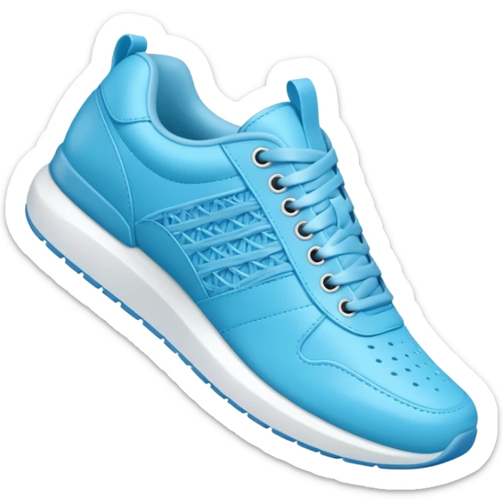 A 3D cartoon Sky Blue sneaker with soft texture, lace-up detail, and smooth reflections, isolated on plain background, Memoji-style. sticker