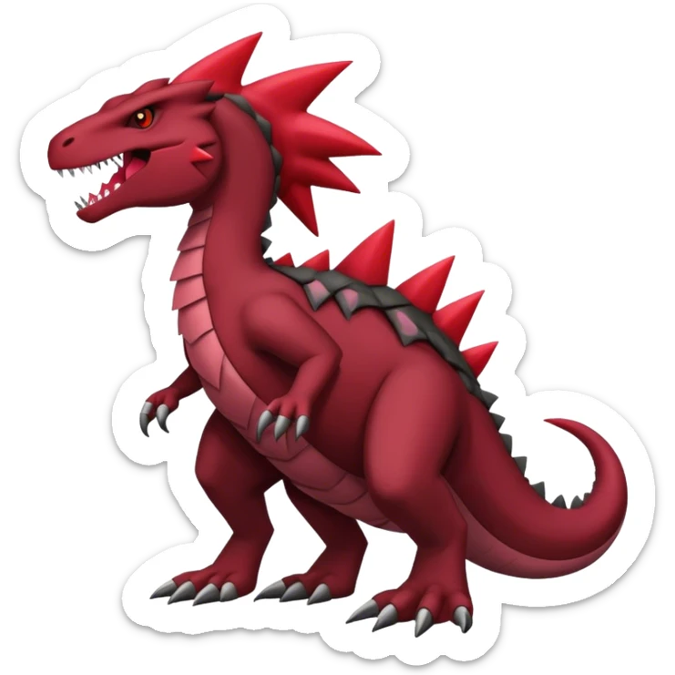 Badass black and red salazzle-tyranitar-hybrid, full body sticker