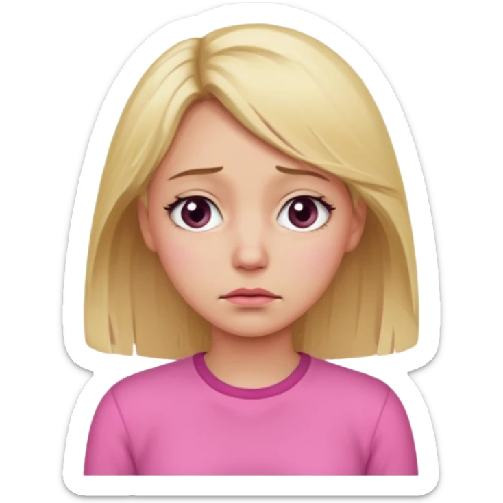 blonde hair woman with pink outfit and crying face sticker