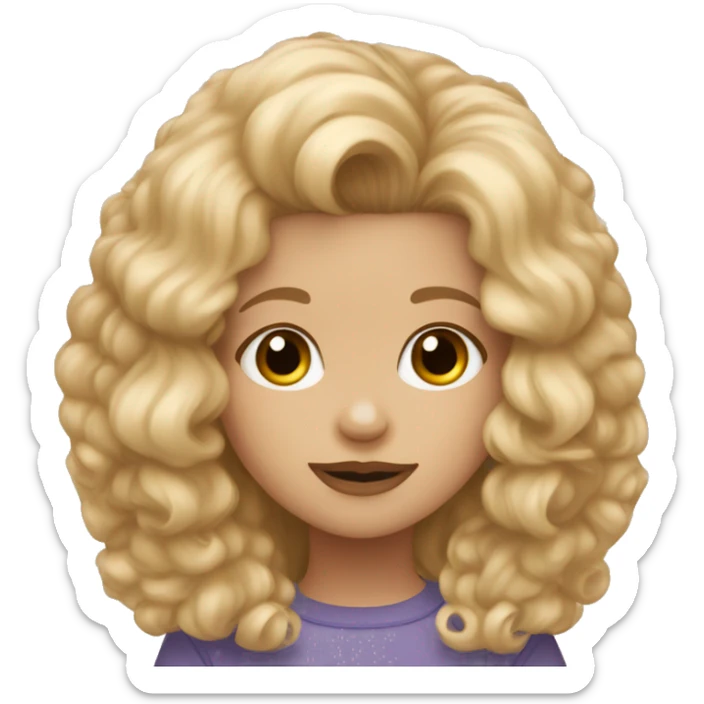 Little blonde girl with long hair and brown maltipoo sticker