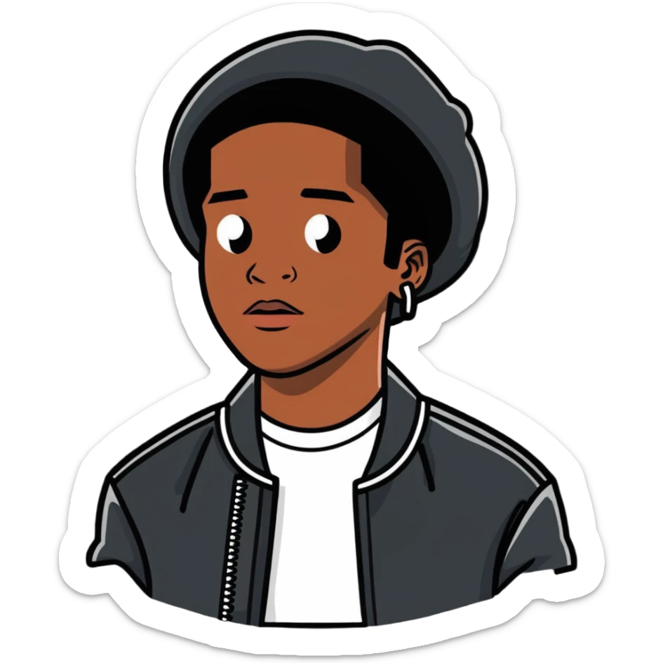 ASAP Rocky with his signature style and fashion sticker